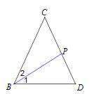 in the figure, bp is an angle bisector of ∠cbd. find x if m∠1 = 4x - 8 and m
