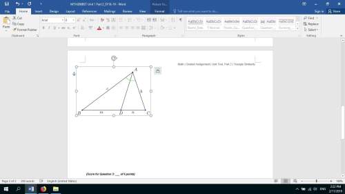 1. in the image below, (ad) ̅ is an angle bisector, (ab) ̅=42, (ac) ̅=35, and (bc) ̅=44. find the me