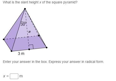 What is the slant height x of the square pyramid?