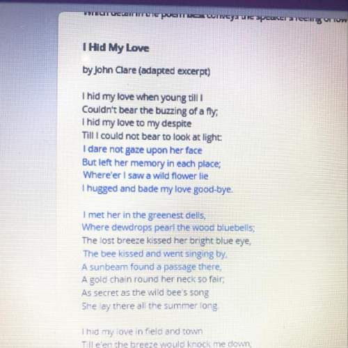 Hellpp kinda easy i jus stupid ); ; ;  - which detail in the poem best conveys the speakers f
