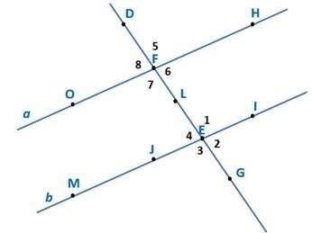 Me plzuse the diagram below to answer the questions that follow. lines a and b are parallel, laǁlb.