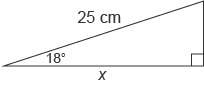1. what is the value of x in the triangle?  enter your answer in the box. round your final ans
