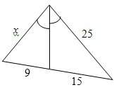 what is the value of x in the diagram?  a. 15 b. 5 2/5 c. 19 d. 3/5