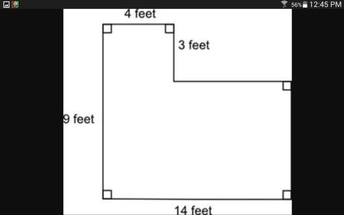 The figure shows a carpeted room. how many square feet of the room are carpeted?  a.96 s
