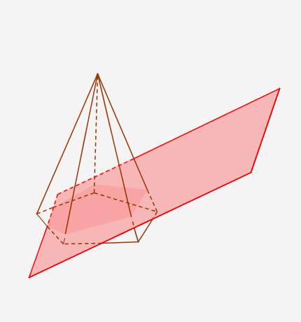 Aplane cuts a pyramid as shown in the diagram. what is the shape of the cross section?