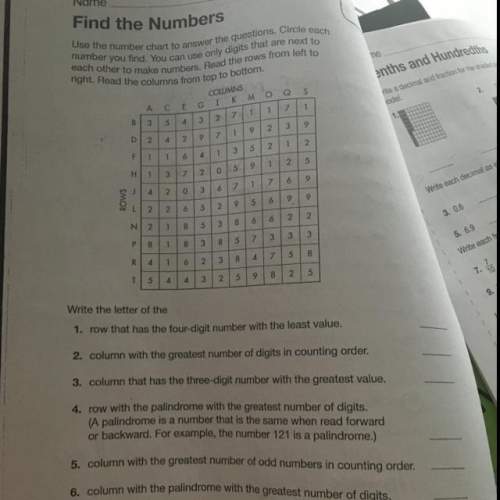 Use the number chart to answer the questions. circle each number you find. you can only use digits t