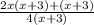 \frac{2x(x+3)+(x+3)}{4(x+3)}