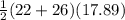 \frac{1}{2}(22+26)(17.89)