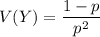 V(Y)=\dfrac{1-p}{p^2}