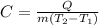 C=\frac{Q}{m(T_2-T_1)}