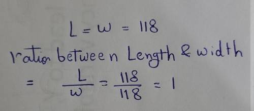 The length of the table is 118 as long as its width.

Find the ratio of the length of the table to i