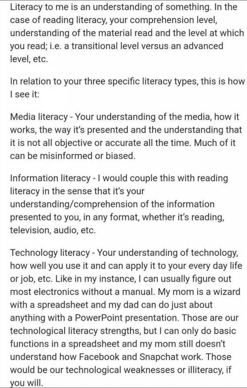 Media Literacy, information Literacy, Technology Literacy and Media information are they similar in
