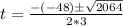 t = \frac{-(-48) \± \sqrt{2064}}{2*3}