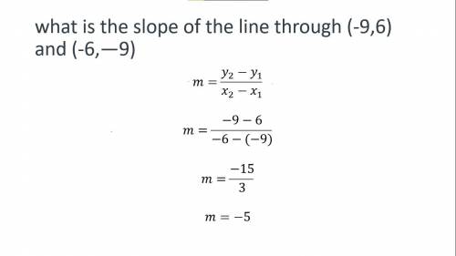 What is the slope of the line through (-9,6) and (-6,—9)