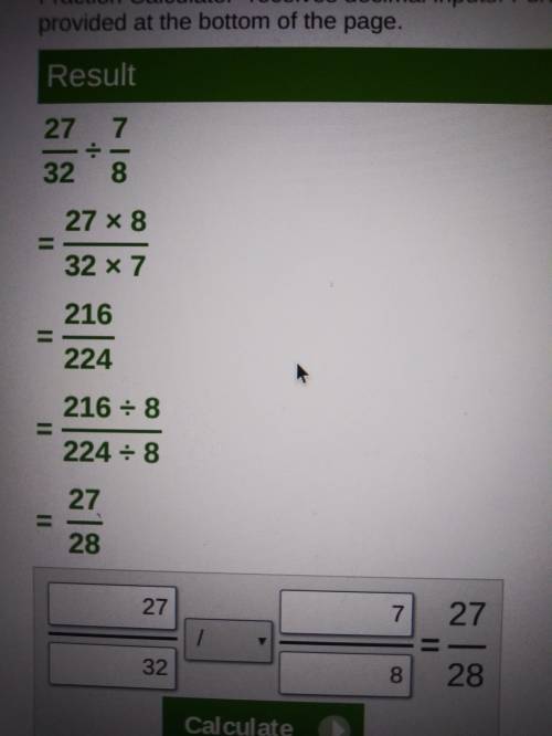 What is the answer to 27/32divided by 7/8