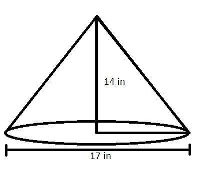 14. A right cone has a height of 14 in and a base diameter of 17 in.

a Sketch and label a diagram o