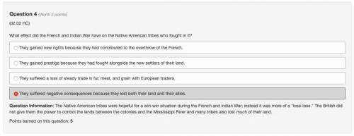 What effect did the french and indian war have on the native american tribes who fought in it?  a.)t