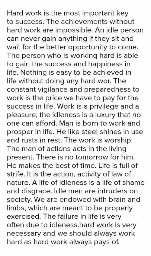 Speech on hardwork and succes​