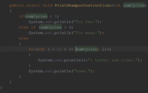 Write a function  with int parameter numcycles, and void return type. if numcycles is less than 1, p