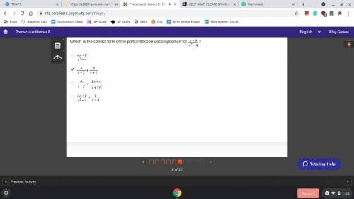 HELP ASAP PLEASE

Which is the correct form of the partial fraction decomposition (x + 9) / ( x^2 -