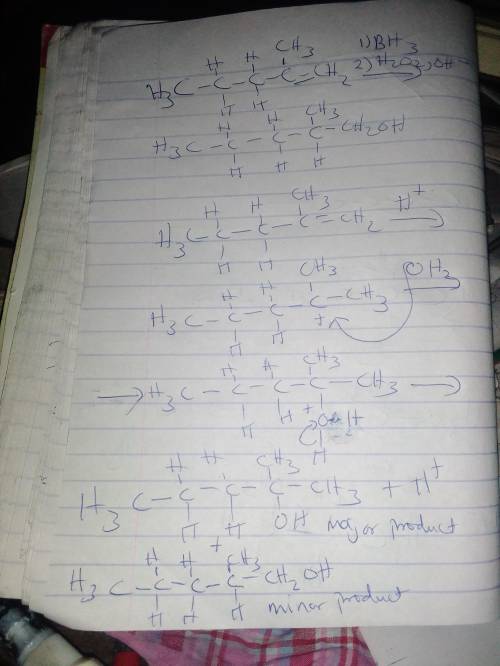 Draw the products formed from 2-methyl-1-pentene by sequences (1.) and (2.).

1. hydroboration follo