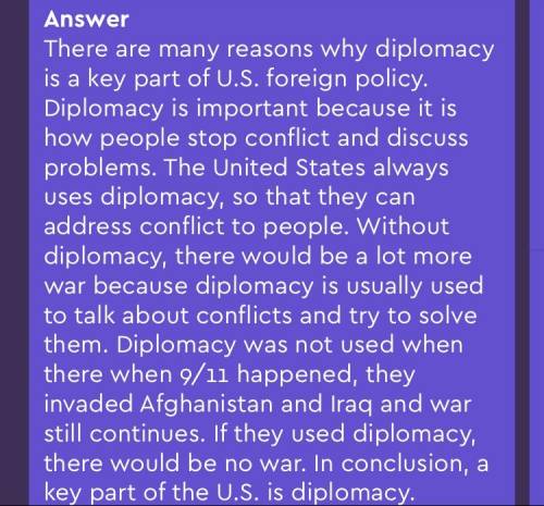 Why i diplomacy a key part i the united states foreign policy