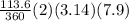 \frac{113.6}{360}(2)(3.14)(7.9)