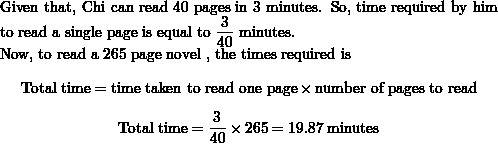 Someone  !  20 points :  chi loves to read. he can speed-read 40 pages in 3 minutes. how long should