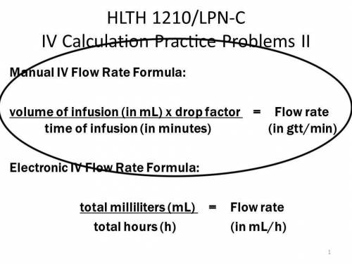 A physician orders D5W at 600mL over 10 hours and you are using a 20gtt/ mL IV administration set. W