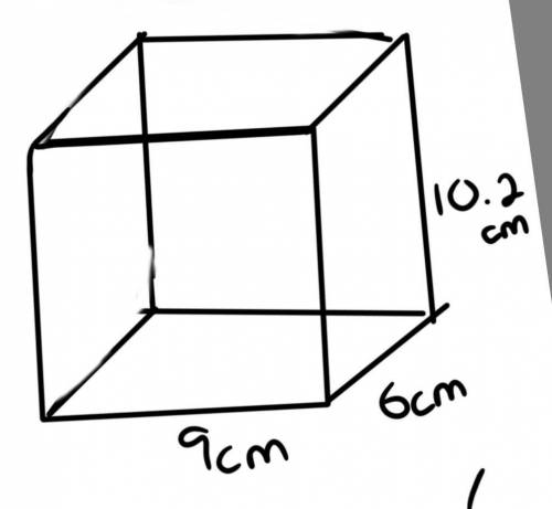 a box has length 9.0cm width 6.0 and height 10.2cm.find the total surface area of the box and the vo
