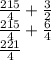 \frac{215}{4} + \frac{3}{2} \\\frac{215}{4} + \frac{6}{4}\\\frac{221}{4}