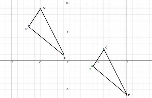 The vertices of triangle pqr are p(10,-6), q(6,2), &  r(4,-1). describe a translation that place