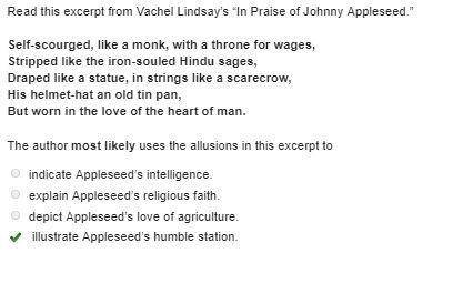 Read this excerpt from Vachel Lindsay’s “In Praise of Johnny Appleseed.”

Self-scourged, like a monk