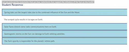 Can you pick out the statements that are true; statements that support the influence of the Sun and