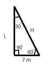 Find the lengths of the hypotenuse and the longer side in a 30 60 90 triangle where the short side i