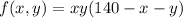 f(x,y) = xy(140 - x - y)