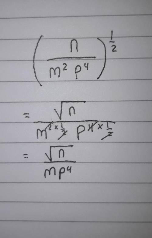 Simplify . (n/(m ^ 2 * p ^ 4)) ^ (1/2)