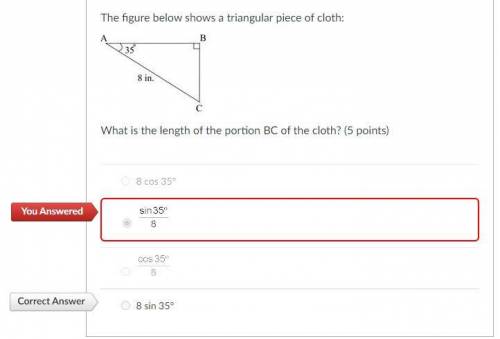 PLEASE HELP IS URGENT

The figure below shows a triangular piece of cloth:
Triangle ABC has angle AB