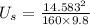 U_s= \frac{14.583^2}{160 \times 9.8}