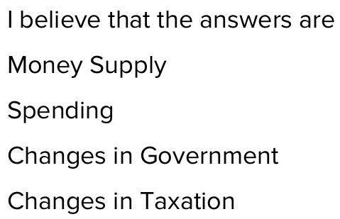 Choose the terms that are MOST associated with fiscal policy?