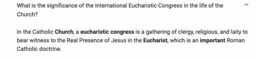 I NEED NOW PLEASE>

what is the significance of the international eucharist congress in the life