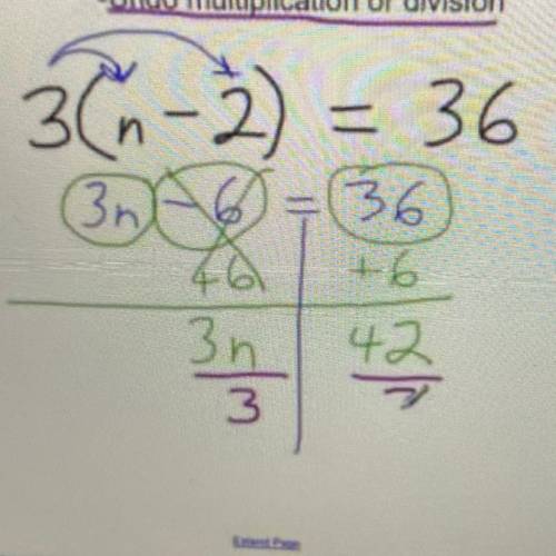 Create and solve a 2 step equation with Distributive Property
