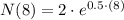 N(8) = 2\cdot e^{0.5\cdot (8)}