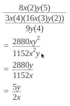 (8x^(2)y^(5))/(3x^(4))*(16(x^(3)y)^(2))/(9y^(4))