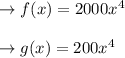 \to f(x) = 2000x^4\\\\ \to g(x) = 200x^4\\\\