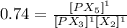 0.74=\frac{[PX_5]^1}{[PX_3]^1[X_2]^1}