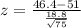 z = \frac{46.4 - 51}{\frac{18.8}{\sqrt{75}}}
