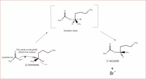 What product would you expect from a nucleophilic substitution reaction of (s)-2-bromohexane with ac