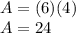 A=(6)(4)\\A=24