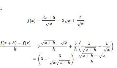 Find from first principles, the derivative3x+5/root x​